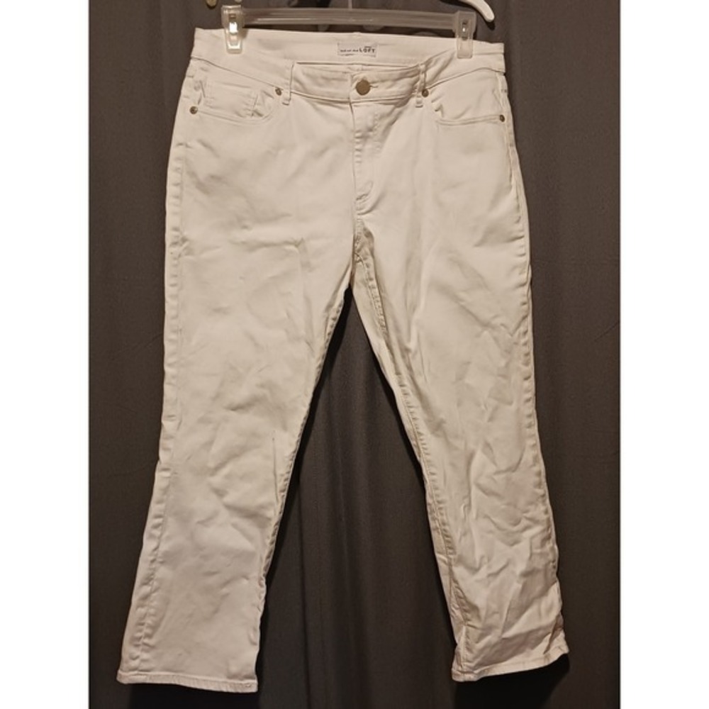 LOFT Cropped Ankle Pants‎ Casual Everyday Stretch White Jeans 14